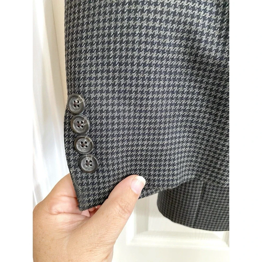 Lauren‎ Ralph Lauren Mens 40R Grey Houndstooth Wool Blazer Sport Coat 2-Button